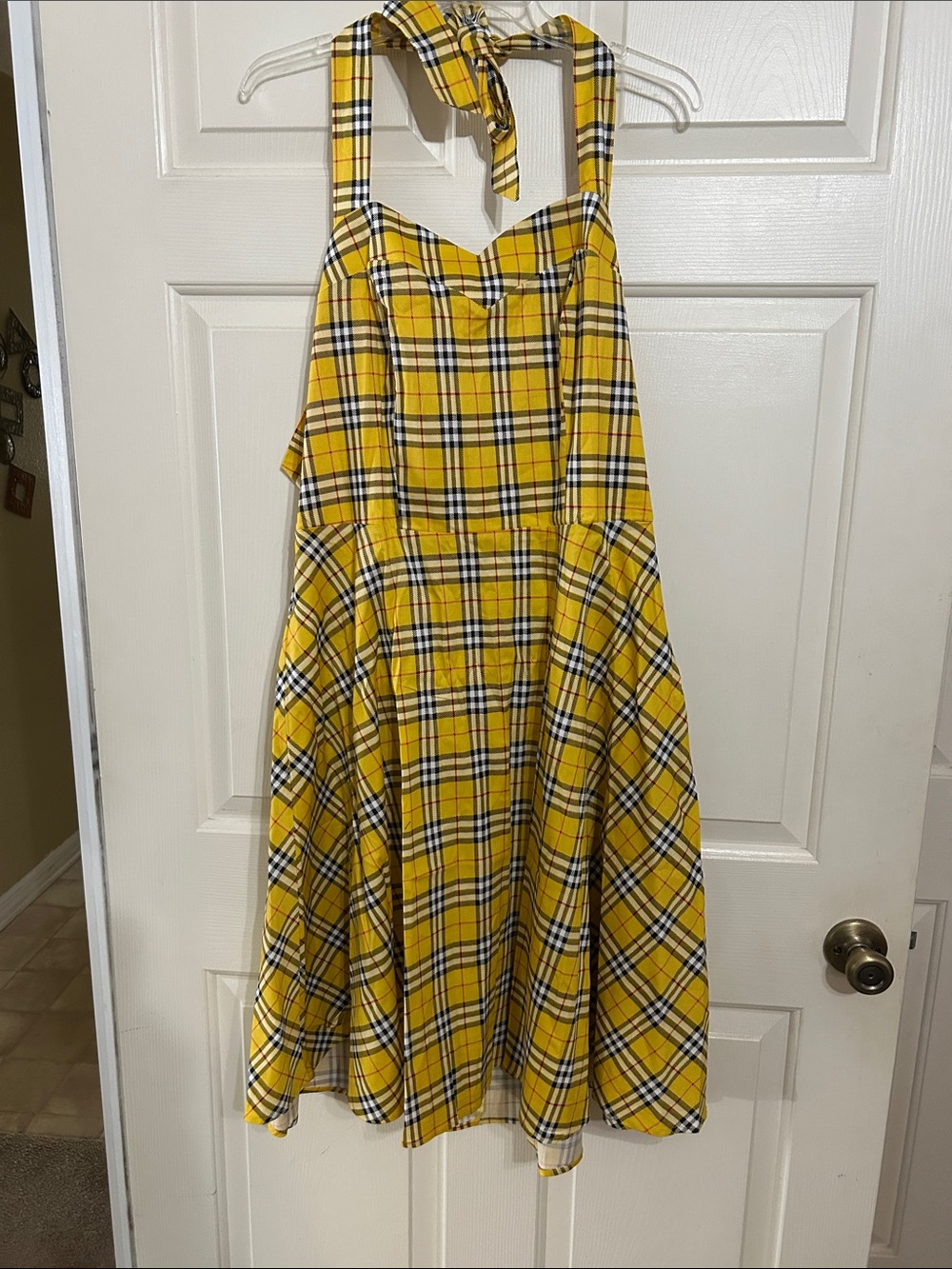 Yellow Plaid Halter Dress